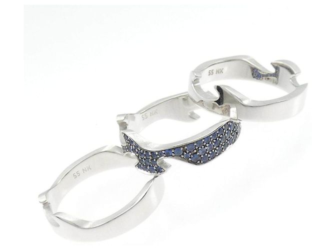 Autre Marque Georg Jensen Fusion Au750 Weißgold Schwarzgold Saphir Ring - Ansicht 3