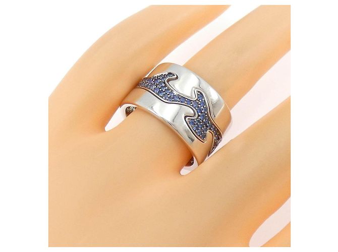 Autre Marque Georg Jensen Fusion Au750 Weißgold Schwarzgold Saphir Ring - Ansicht 5