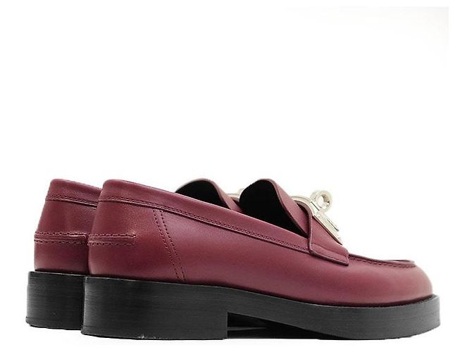 Hermès Mocassini Hermes Hot Kelly Buckle in pelle di vitello Marrone Bordò - vista 12