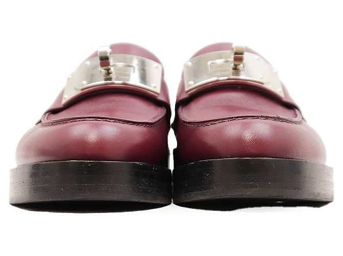 Hermès Mocassini Hermes Hot Kelly Buckle in pelle di vitello Marrone Bordò - vista 13