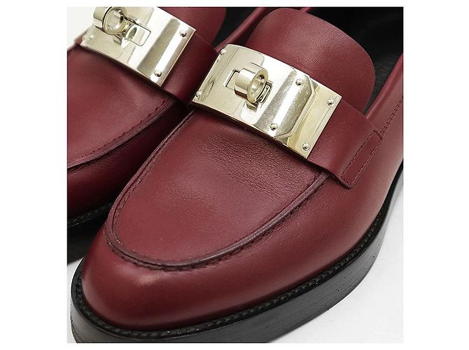 Hermès Mocassini Hermes Hot Kelly Buckle in pelle di vitello Marrone Bordò - vista 2
