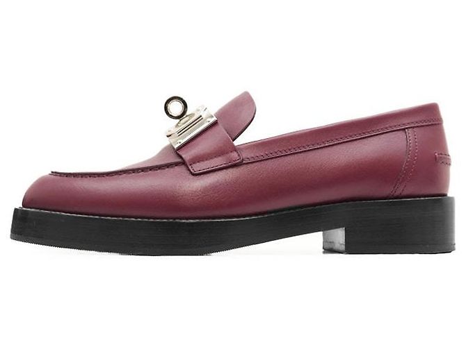 Hermès Mocassini Hermes Hot Kelly Buckle in pelle di vitello Marrone Bordò - vista 4