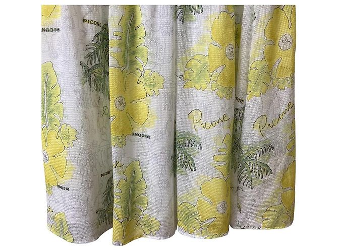 Autre Marque Falda Picone Hibiscus Seersucker Blanco Multicolor Verde Amarillo - vista 3