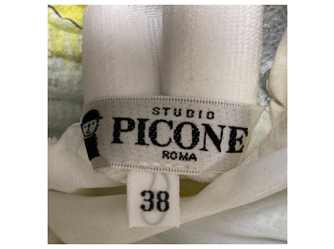 Autre Marque Falda Picone Hibiscus Seersucker Blanco Multicolor Verde Amarillo - vista 6