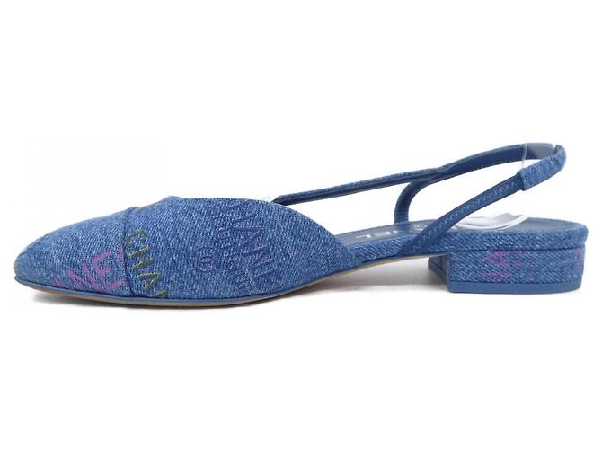 Chanel Slingback Denim Schuhe Blau - Ansicht 2