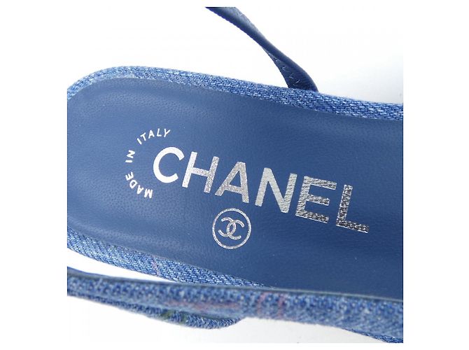 Chanel Slingback Denim Schuhe Blau - Ansicht 6