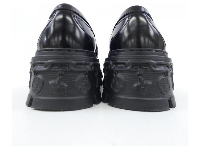 Mocassini Louis Vuitton LV Record Line in vitello lucido Nero - vista 5