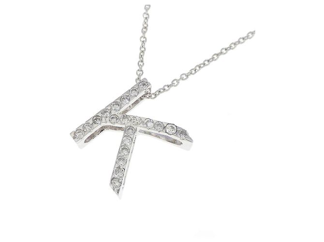 Autre Marque Au750 Diamant-Anfangsbuchstabe K Halskette Silber - Ansicht 3