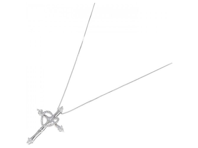 Autre Marque Collana Au750 Cuore Incrociato Diamante Argento - vista 2