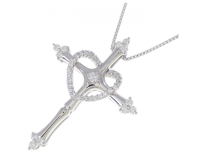 Autre Marque Collana Au750 Cuore Incrociato Diamante Argento - vista 3