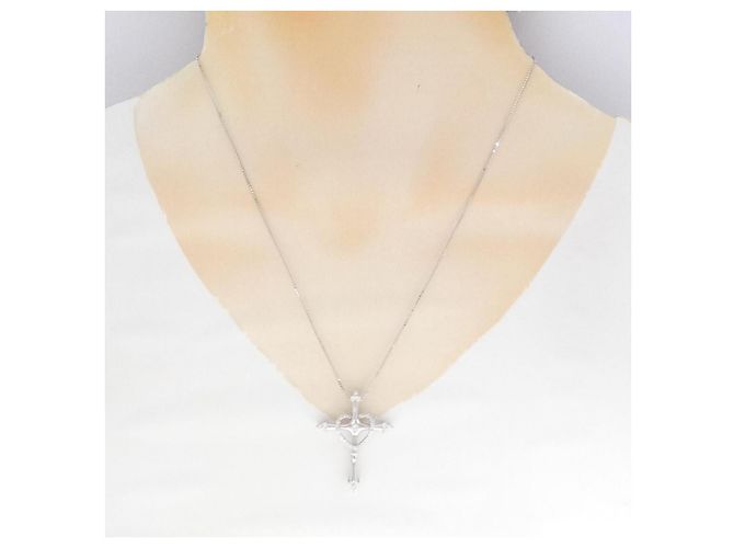 Autre Marque Collana Au750 Cuore Incrociato Diamante Argento - vista 6