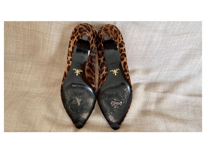Prada Décolleté in pelo di vitello con stampa leopardata Marrone Stampa leopardo - vista 8