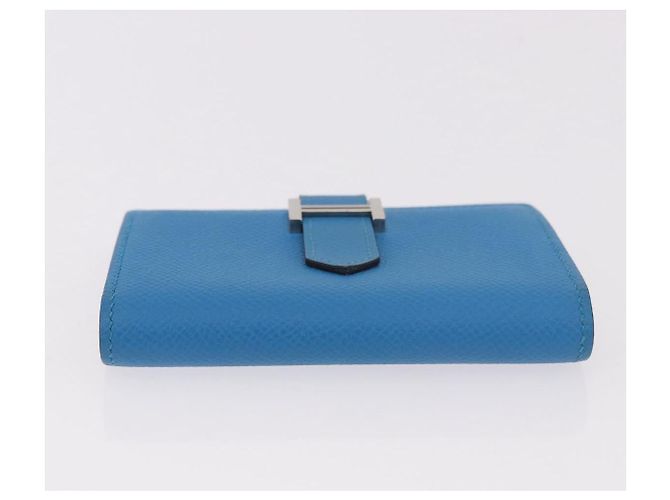 Hermès Portacarte Bean HERMES in pelle Blue Silver - vista 7
