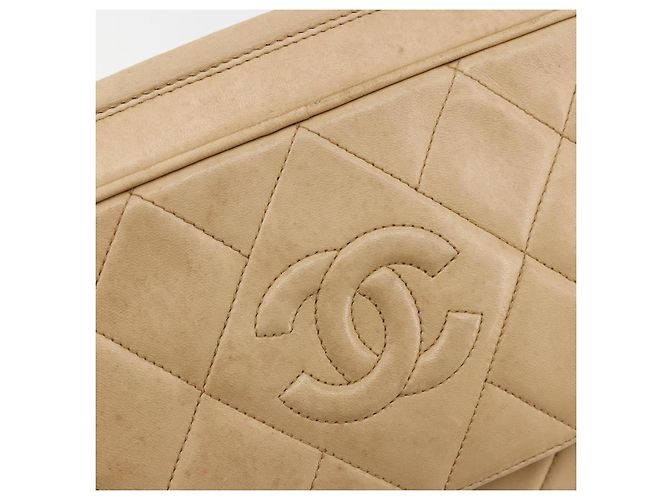 CHANEL Matelasse Shoulder Bag Lamb Skin Beige Gold CC - vista 19