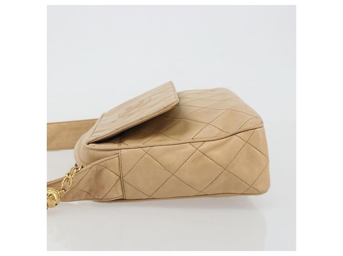 CHANEL Matelasse Shoulder Bag Lamb Skin Beige Gold CC - vista 4