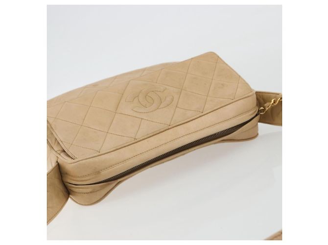 CHANEL Matelasse Shoulder Bag Lamb Skin Beige Gold CC - vista 6