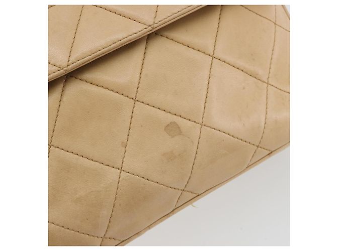 CHANEL Matelasse Shoulder Bag Lamb Skin Beige Gold CC - vista 8