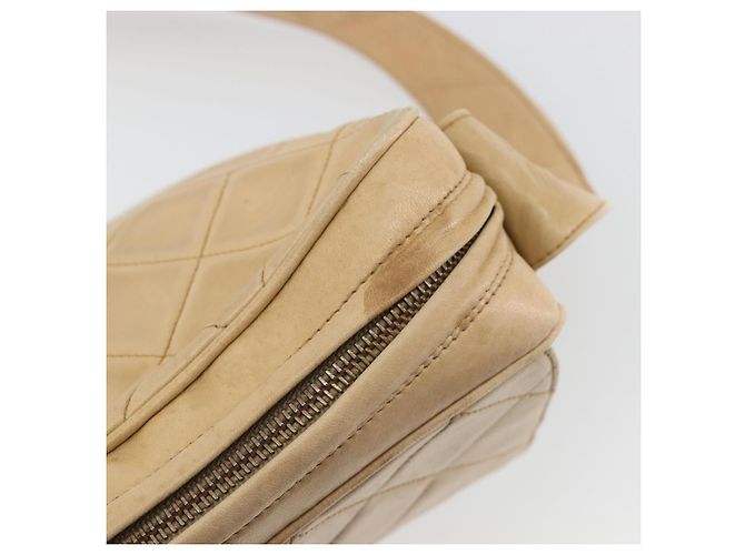 CHANEL Matelasse Shoulder Bag Lamb Skin Beige Gold CC - vista 9