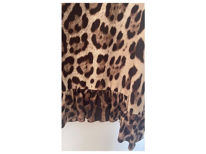 Dolce & Gabbana Vestido con Volantes Estampado de Leopardo Castaño - Ansicht 3