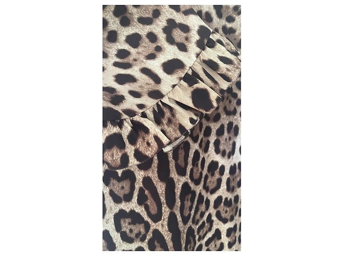 Dolce & Gabbana Vestido con Volantes Estampado de Leopardo Castaño - Ansicht 5