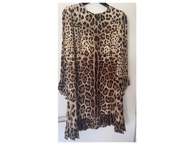 Dolce & Gabbana Vestido con Volantes Estampado de Leopardo Castaño - Ansicht 7