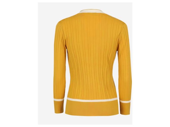 Loro Piana Kaschmir-Seide Cardigan Gelb Weiß - Ansicht 2