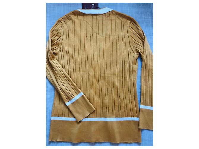 Loro Piana Kaschmir-Seide Cardigan Gelb Weiß - Ansicht 3