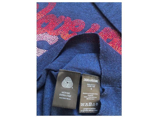 Zadig & Voltaire "Love You" Merinowoll-Pullover Blau - Ansicht 3