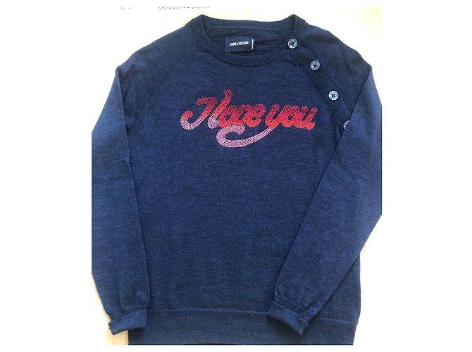 Zadig & Voltaire "Love You" Merinowoll-Pullover Blau - Ansicht 7