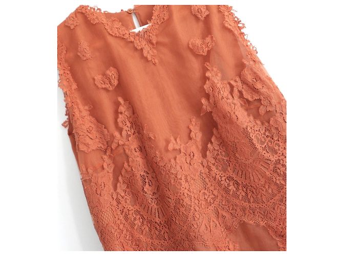 Valentino Vestido shift de encaje albaricoque Pre-Fall 2014 Naranja - vista 5