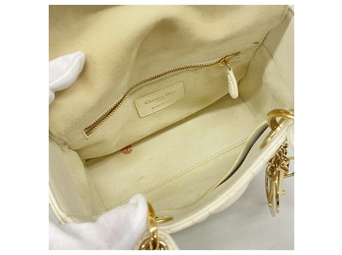 Borsa Christian Dior Cannage Lady Dior Bianco - vista 4