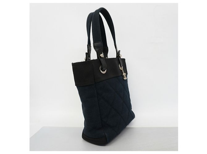 Chanel Paris Biarritz Canvas Tote Bag Schwarz Marineblau - Ansicht 2