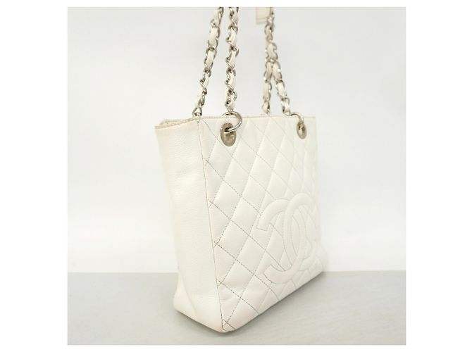 Timeless Borsa Tote Chanel in vitello grana bianca Bianco - vista 2