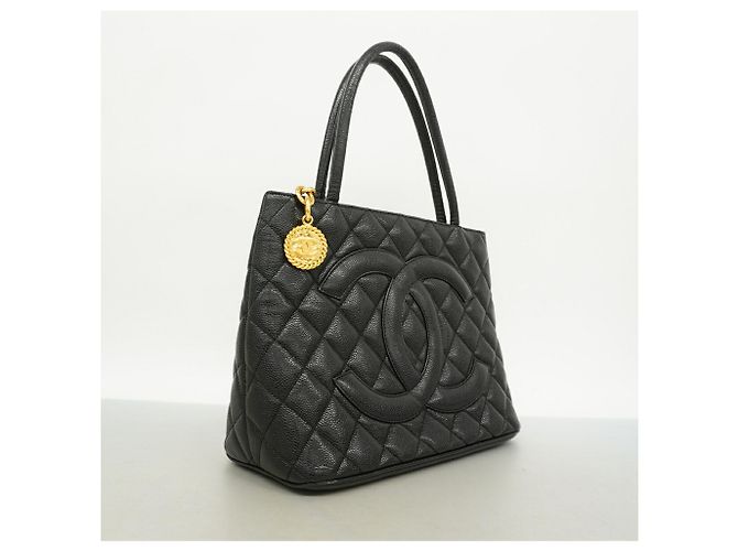 Borsa Tote Chanel in pelle di vitello martellata nera Nero - vista 2