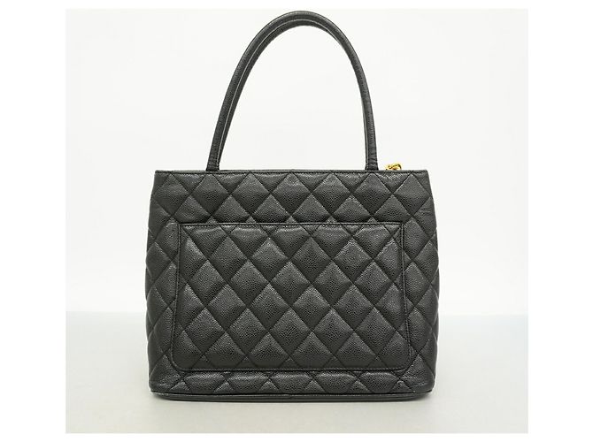 Borsa Tote Chanel in pelle di vitello martellata nera Nero - vista 8