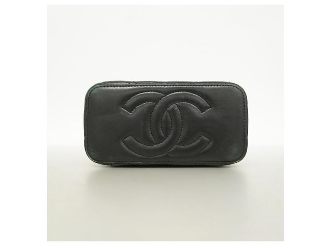 Borsa Vanity Chanel in pelle d'agnello nera Nero - vista 3