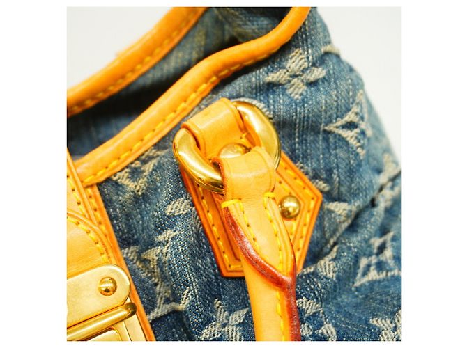Borsa a mano Louis Vuitton Monogram Denim Pleaty Blu - vista 9