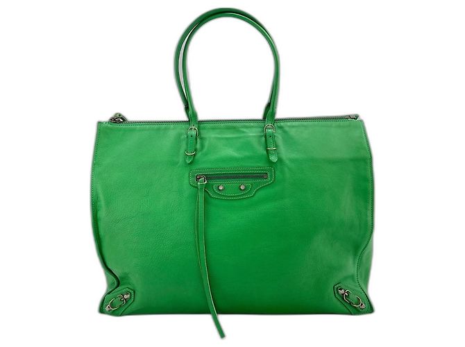 Borsa a tracolla Balenciaga Paper A4 Tote Verde - vista 2