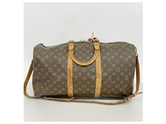 Louis Vuitton Boston Monogram Keepall Bandoulière 50 Marrone - vista 13