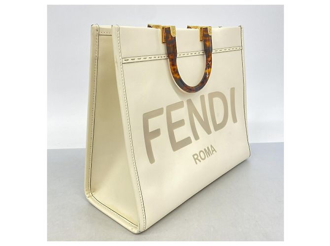 Fendi Sunshine Shopper Tote Bag Weiß Hellbraun - Ansicht 2