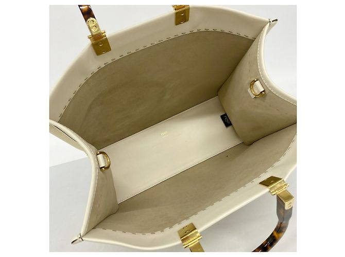 Fendi Sunshine Shopper Tote Bag Weiß Hellbraun - Ansicht 4