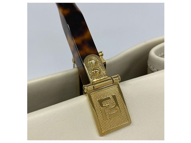 Fendi Sunshine Shopper Tote Bag Weiß Hellbraun - Ansicht 9