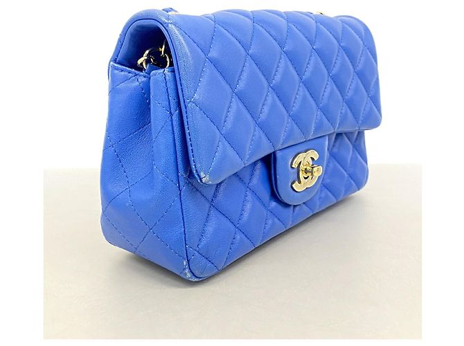Borsa a spalla Mini Matelassé con catena Chanel Blu - vista 2