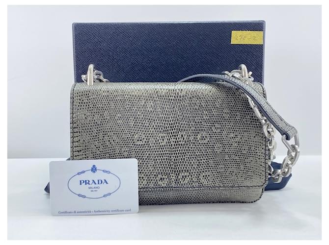 Borsa a tracolla Prada Grigia Marrone - vista 12