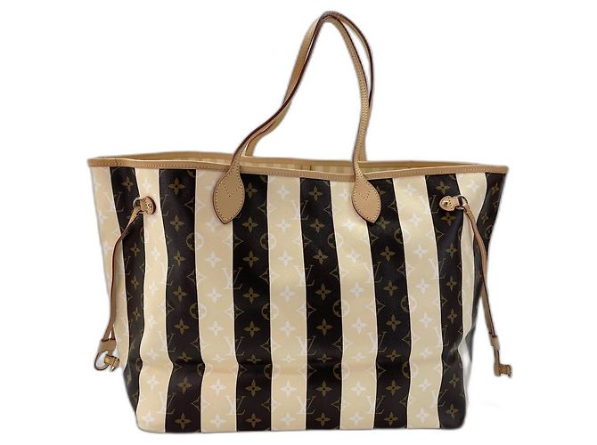 Borsa Tote Louis Vuitton Rayures Neverfull Marrone - vista 2