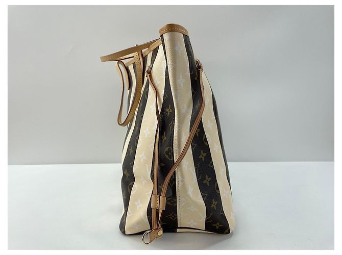 Borsa Tote Louis Vuitton Rayures Neverfull Marrone - vista 5