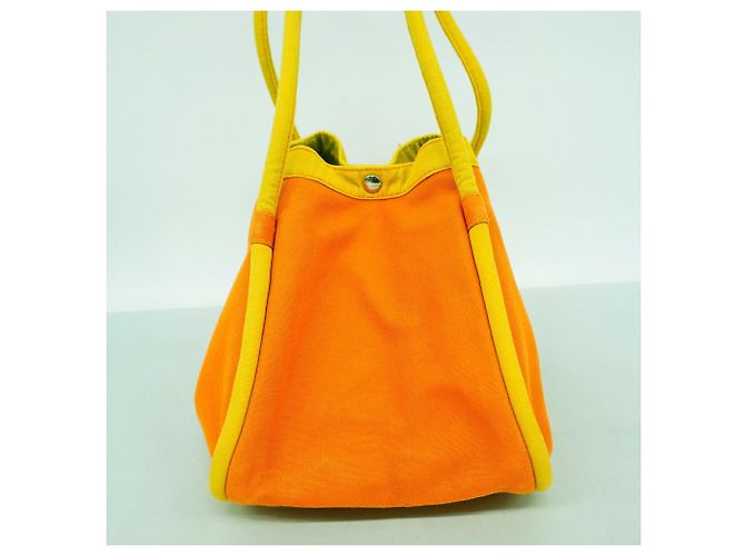 Hermès Sac Cabas PM Canvas Tote Bag Arancione Giallo - vista 10