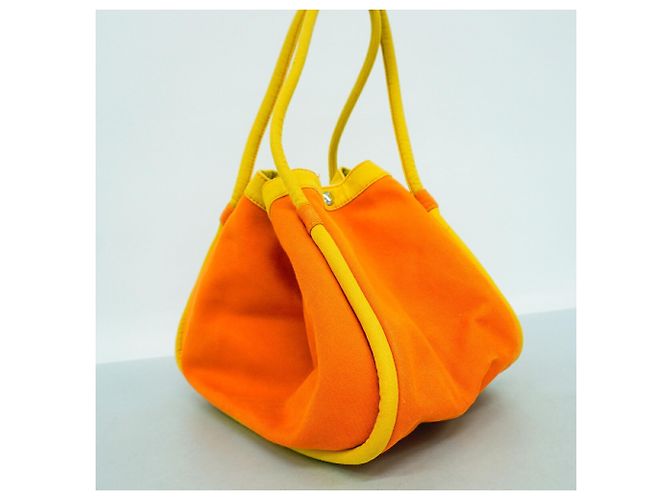 Hermès Sac Cabas PM Canvas Tote Bag Arancione Giallo - vista 2