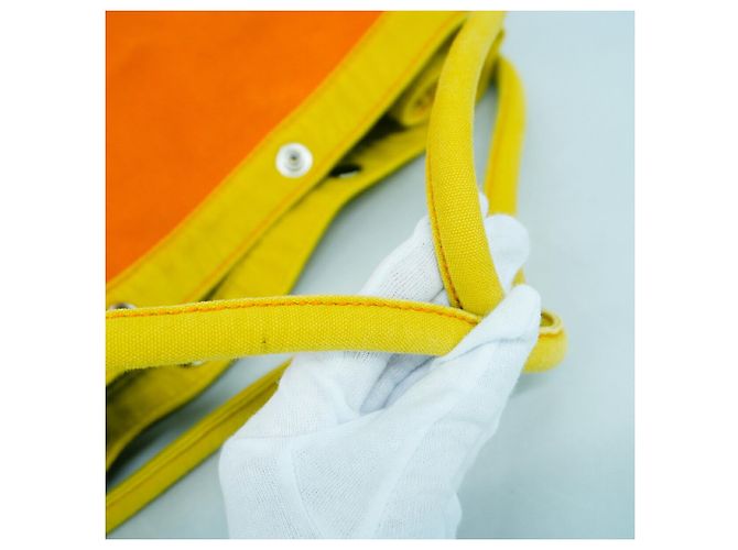 Hermès Sac Cabas PM Canvas Tote Bag Arancione Giallo - vista 9