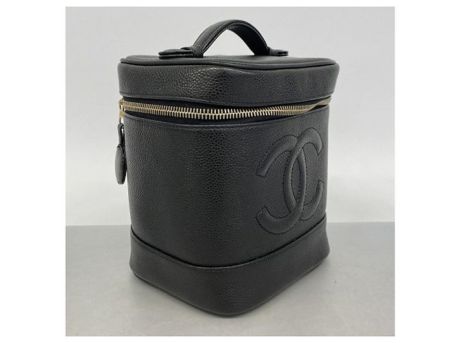 Borsa Vanity Chanel in pelle di vitello martellata nera Nero - vista 2